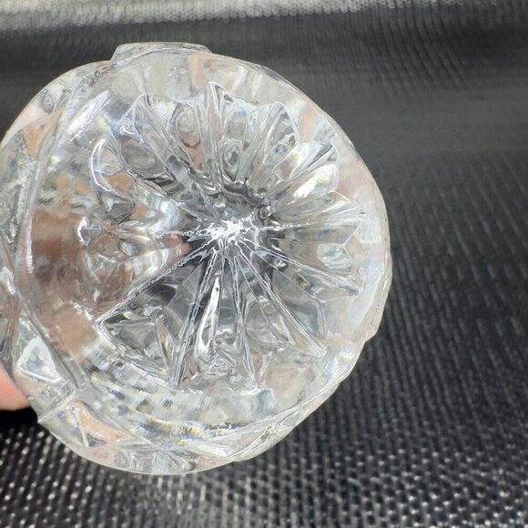 Vintage Clear Sawtooth Edge Small Toothpick Holder Small Bud Vase Crystal Glass - Picture 2 of 11